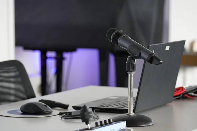 laptop, conference table, mouse, work, business, online, remote, microphone, podcast, podcast, podcast, podcast, podcast, podcast. Livestream creator community engagement benchmarks: the questions that matter