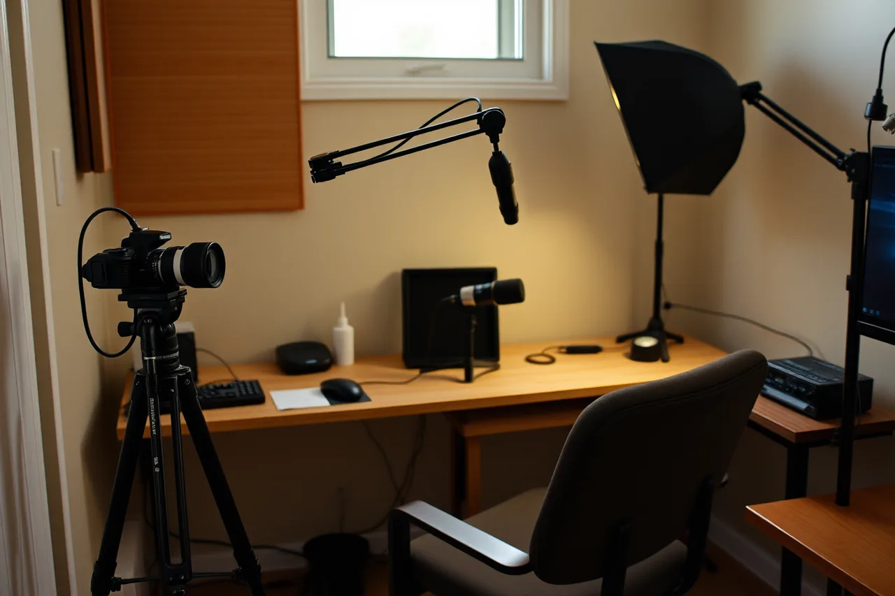 Home streaming studio with camera, microphone, audio interface and lighting (How US Livestreamers Report 1099-NEC Sponsorship Income to the IRS)